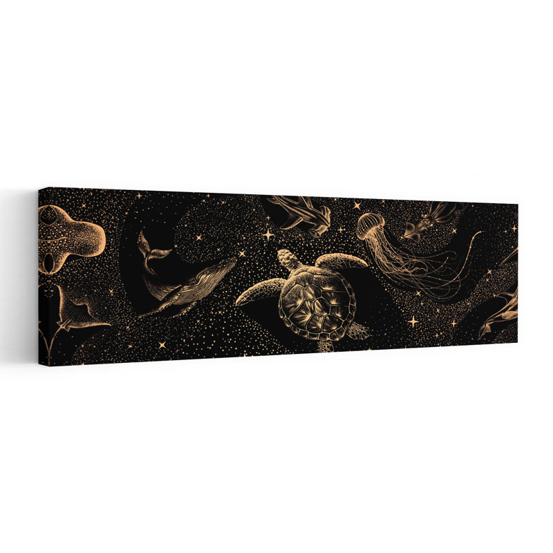 Celestial Ocean Creatures by AlirÄ±za CAKIR - Wrapped Canvas Panoramic Print, 50.8 cm H x 152.4 cm W