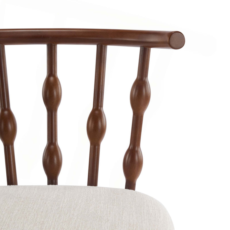 Tabouret de bar d'intérieur en bois avec revêtement beige (ensemble de 2), Brun