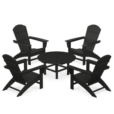 POLYWOOD Nautical 5-Piece Adirondack Chair Conversation Set