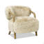 Fauteuil d'appoint rembourré 33 po, fourrure véritable beige taupe