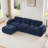 L-shaped Soft Velvet Fabric,Boneless Sofa,Tufted Design,Ergonomic Design Bottom,32D High Density Sponge,No Assembly Required Bottom,Anti-Slip Design,Movable Ottoman For Living Room-532948935-532948930