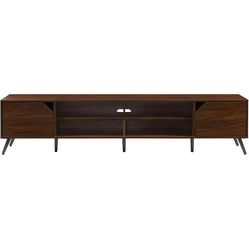 Modern Minimalist Open-Shelf TV Stand With Adjustable Storage And Cord Management For Large Tvs