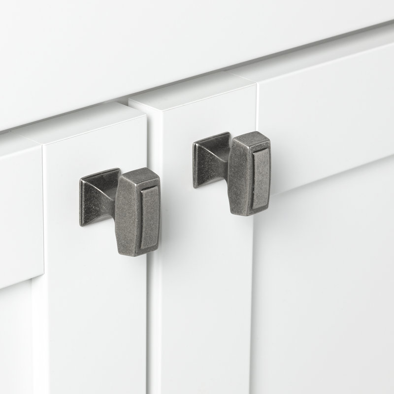 1 1/8" Length Rectangular Knob, Weathered Nickel