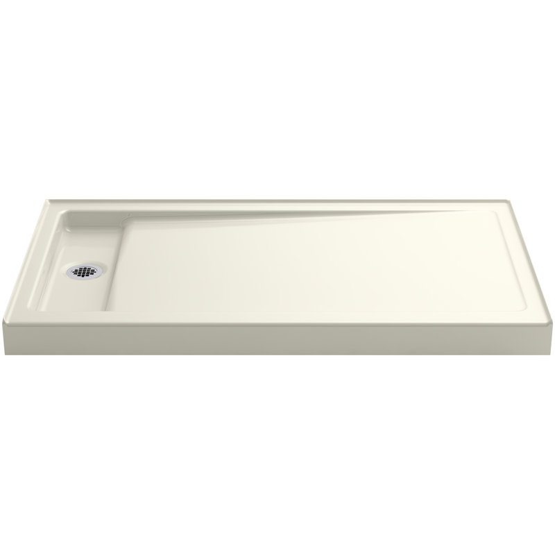 Bellwether 60" x 34" Single-Threshold Shower Base, Biscuit, Left Center