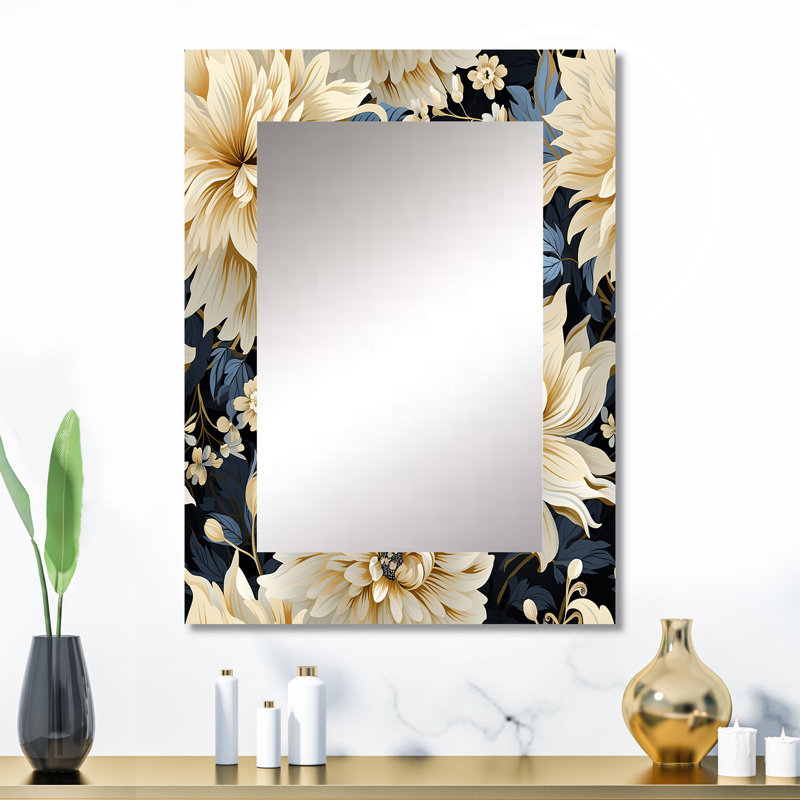 Keontre Damask Urban Retreat Fuse U - miroir damassé, miroir mural unique Boho, reproduction d'art en métal, 32 po x 24 po
