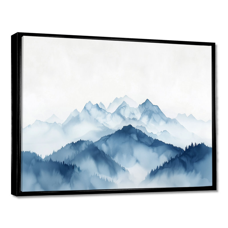 «Winter Blue and White Mountain Majesty II - Landscape Mountains», reproduction sur toile, Noir, H 12 po x l 20 po