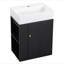 Meuble-lavabo de 20 po avec lavabo en céramique, porte à motif de losanges, poignées dorées et tablettes de rangement latérales - petit cabinet moderne avec barre à serviettes, fabrication en panneau de fibres à densité moyenne, assemblage requis-635352517