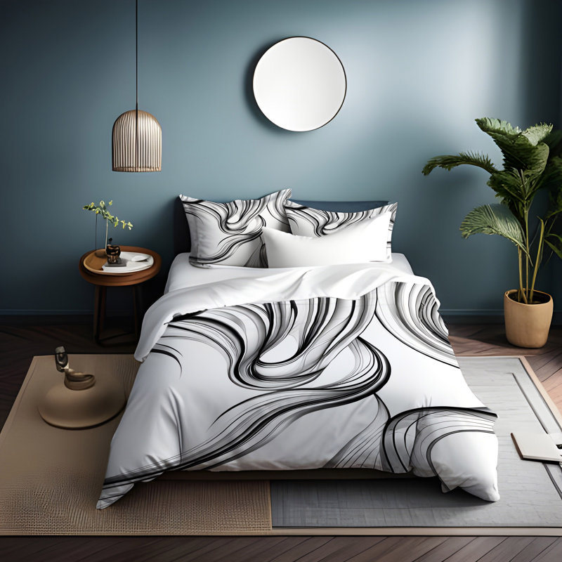 Polyester Abstract Duvet Cover, King Duvet Cover + 2 King Shams