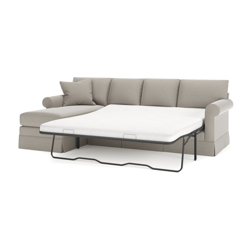 Friedman 2 - Piece Upholstered Sleeper Sectional, Left Hand Facing, Drusky Linen Sustain® Basketweave
