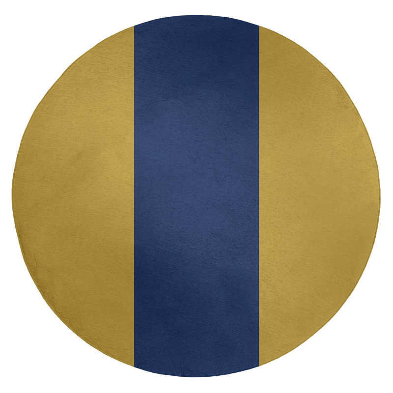 Tapis doré/bleu marine rayé Milwaukee, Rond 5 pi