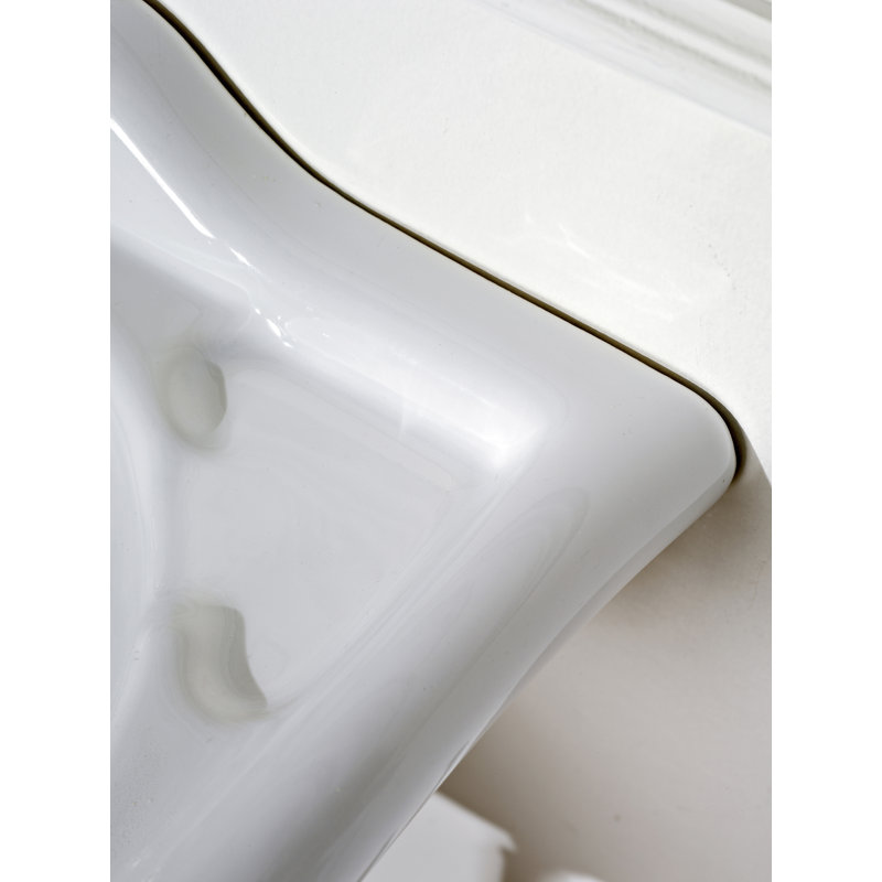 Belfry Bathroom Meribah 680mm L x 540mm W White Ceramic Oval Wall Hung Basin Sink with Tap and Overflow