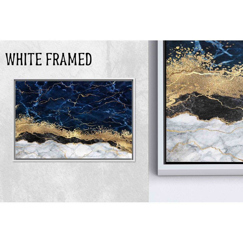 Impression sur toile bleu marine et marbre doré - élégante décoration murale, 1P, 47,3 po H x 67 po l