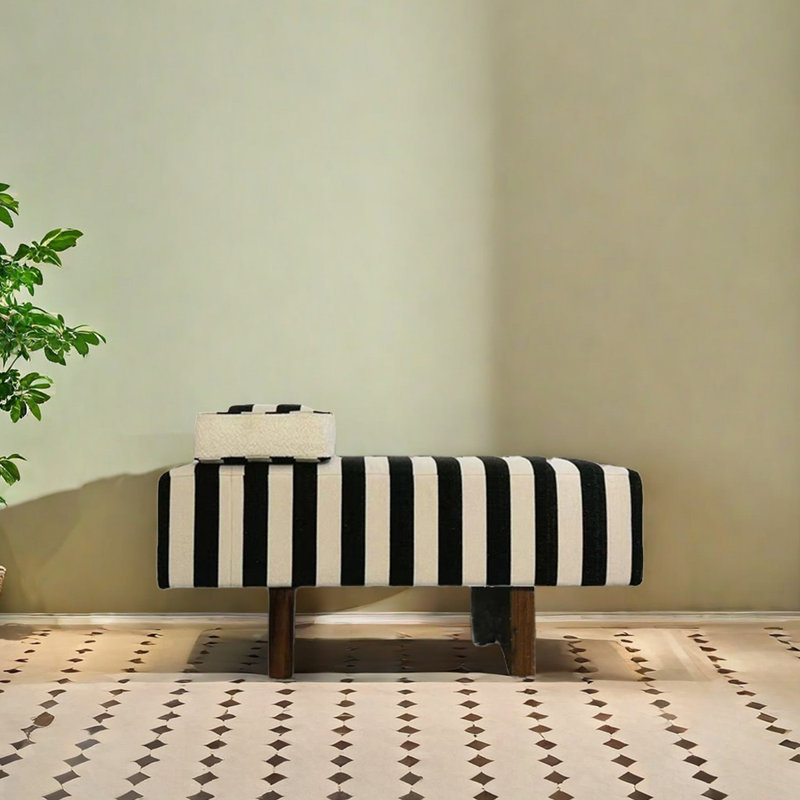 Banc en bois massif avec repose-pieds, H 17,72 po x l 39,37 po x P 17,72 po
