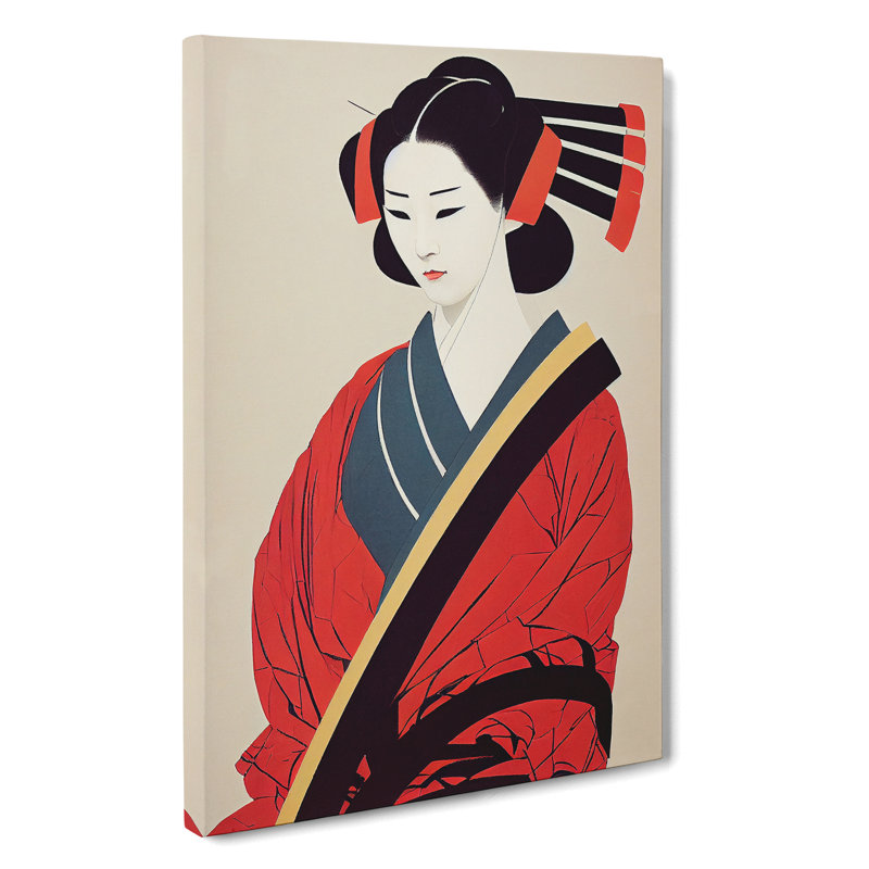 Traditional Geisha No.1 - Wall Art, Wrapped Canvas, 50cm H x 35cm W, No Matte