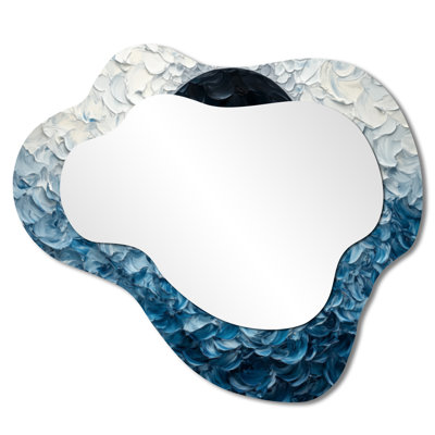 Eclipse Moon On Coastal Reflection I - Moon Asymmetrical Wall Mirror, Astronomy Vanity Mirror, Printed on Metal