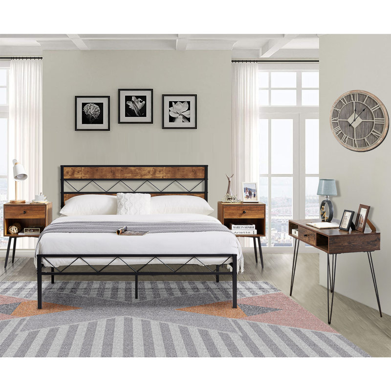 Alicia Steel Piece Bedroom Set, Twin
