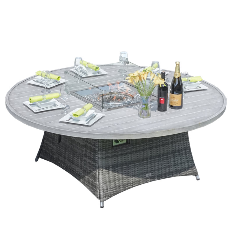 Round Aluminum Propane Smokeless Fire Pit Table with Hidden Fuel Tank
