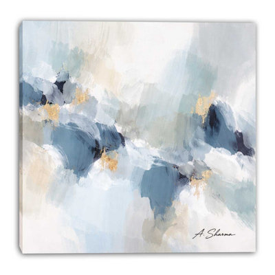 Indigo Bloom Wrapped Canvas Wall Art