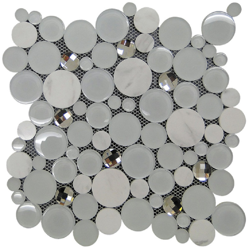 11.6"X11.6" Sparkly Glass And Stone Mosaic Tile
