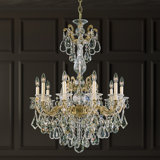 La Scala 10 Light 28in x 38in Chandelier in Etruscan Gold with Clear Radiance Crystals