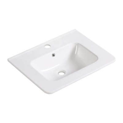 Comptoir de meuble-lavabo intégré en céramique avec robinet et drain