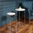 Nesting Table, Set 2 Round Side Table Chrome Glossy End Table For Living Room