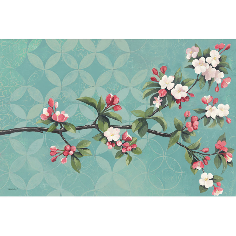 Cherry Blossoms by Kathrine Lovell - Graphic Art Print, 81cm H x 122cm W, Black Floater Framed