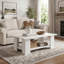Grande table basse robuste en bois massif moderne de 41 pouces à 2 niveaux avec grande tablette de rangement ouverte pour le salon-1878057341