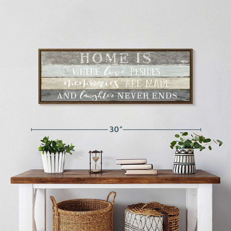 Enseigne murale Home Is Where Love Resides, 28 po x 10 po, Cadre flottant noyer