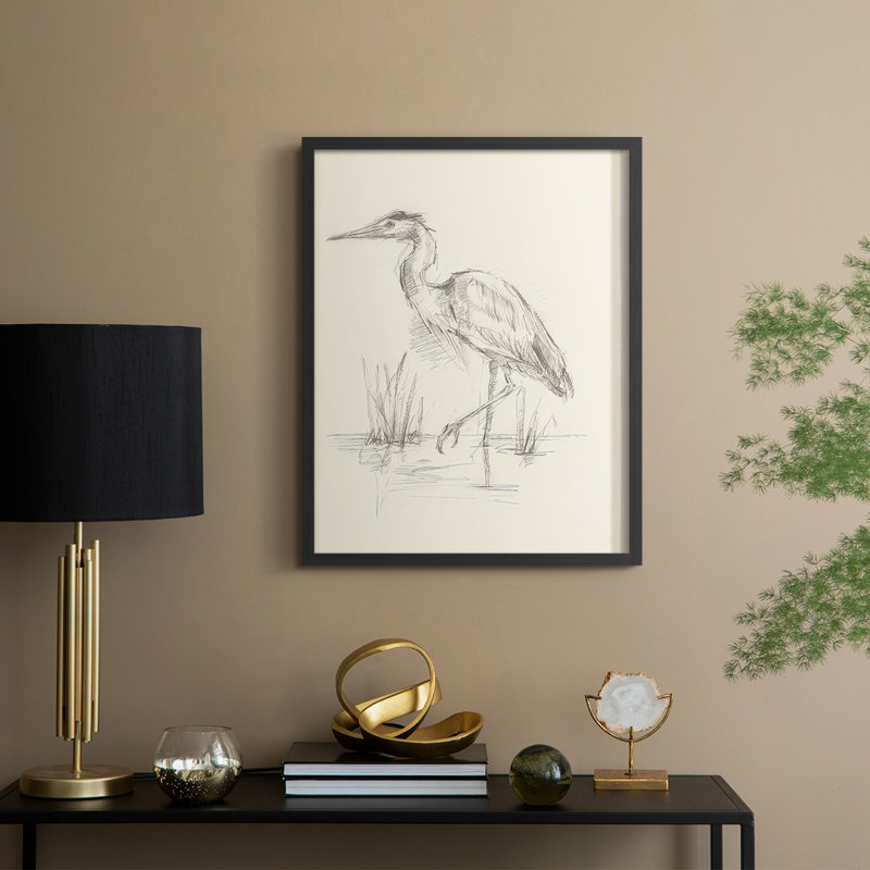 «Waterbird S Carnets de croquis II», reproduction encadrée - bois massif, Noir, noir, noir, noir, H 15 po x l 12 po