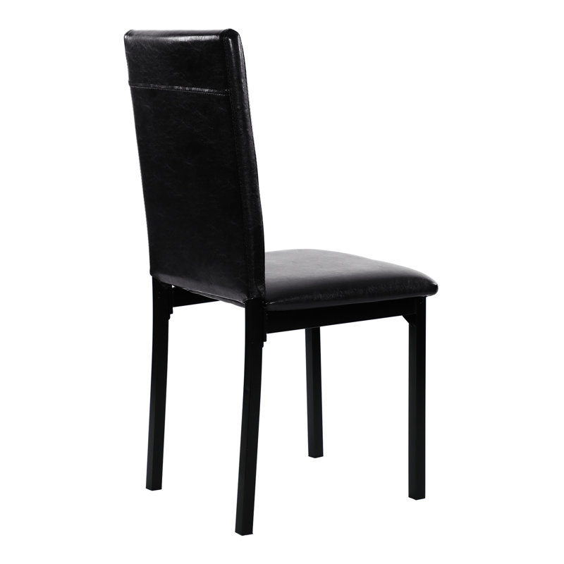 De 4 chaises d'appoint à structure en métal, siège en similicuir brun, finition noire, capacité de poids de 250 lb pour les chaises, largeur de 17,15 po