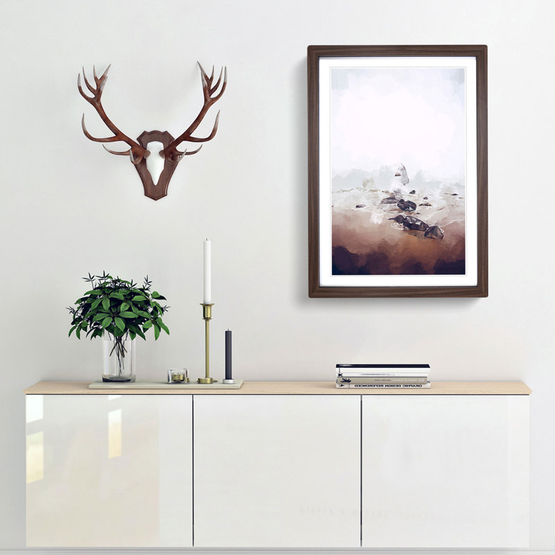 Rocks upon a Beach in San Francisco in Abstract - Picture Frame Graphic Art Print, Walnut, 60cm H x 40cm W x 2cm D