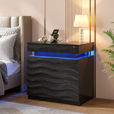 Ashten 23.6'' W 2-Drawer Nightstand With Hidden Storage And Human Sensor Light