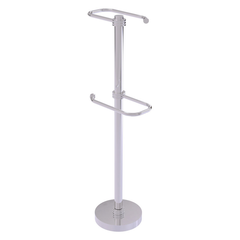 Porte-papier hygiénique sur pied 2 rouleaux, Chrome poli