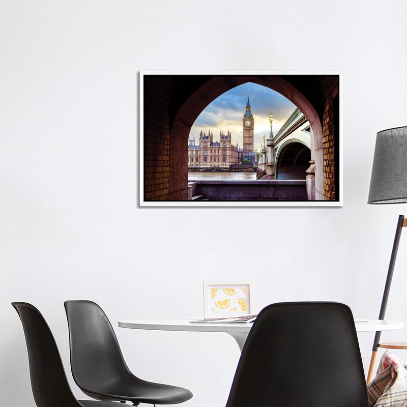 Big Ben And Palace Of Westminster II by Susanne Kremer - Gallery-Wrapped Canvas Giclée on Canvas, White Floater Framed