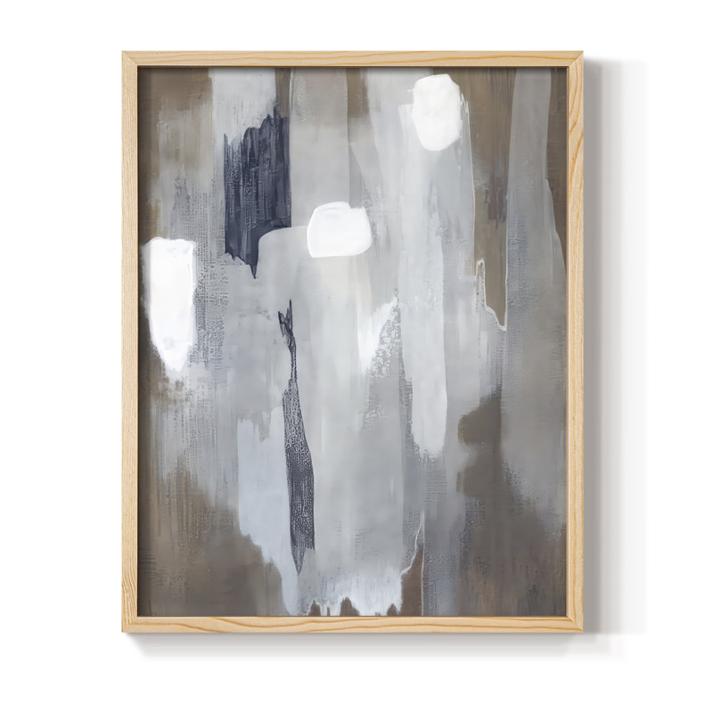 Neige et minéral II, reproduction encadrée - bois massif, H 11 po x l 9 po, Encadré naturel