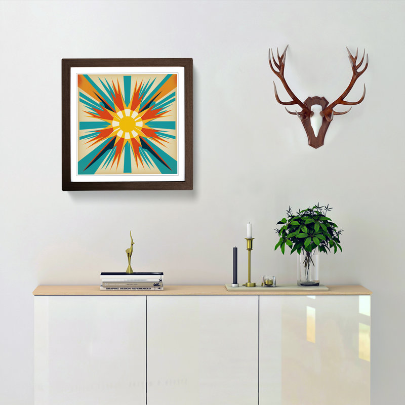 Sun Mid-Century - Single Picture Frame Print on Wood, Walnut