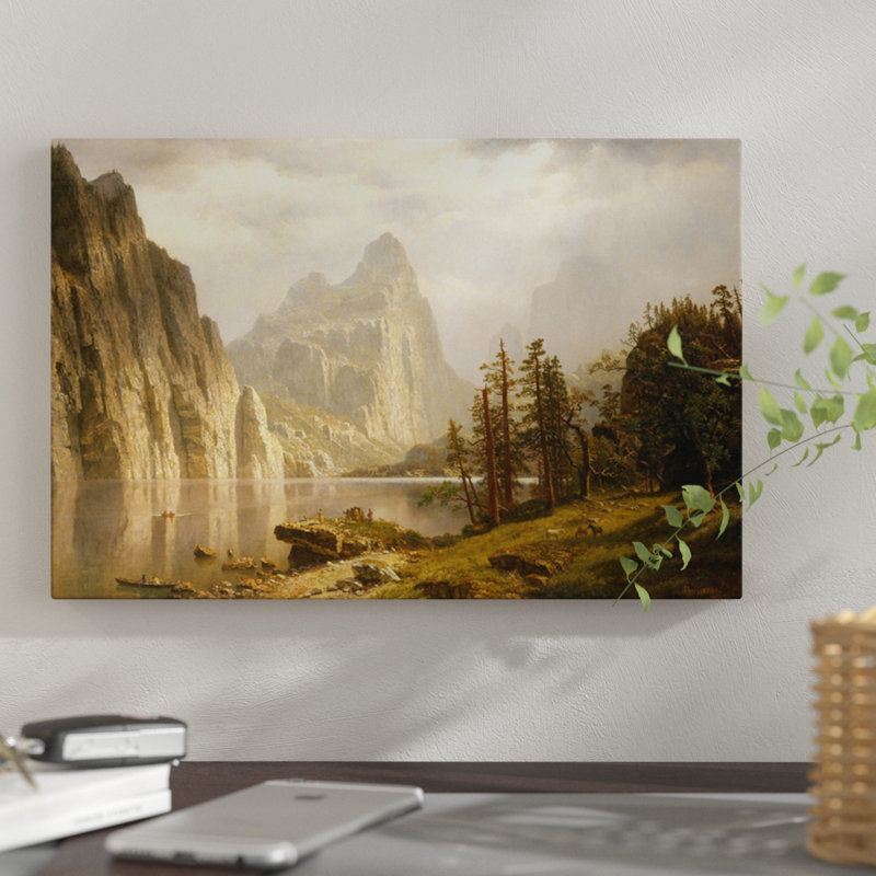 « merced river, yosemite valley, 1866 », reproduction sur toile, H 12 po x l 18 po x P 1,5 po, Aucun mat, Toile tendue