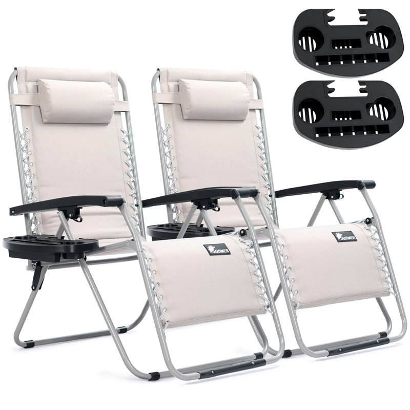 SUNMER Padded Extra Wide Recliner Chairs (Set Of 2), Grey