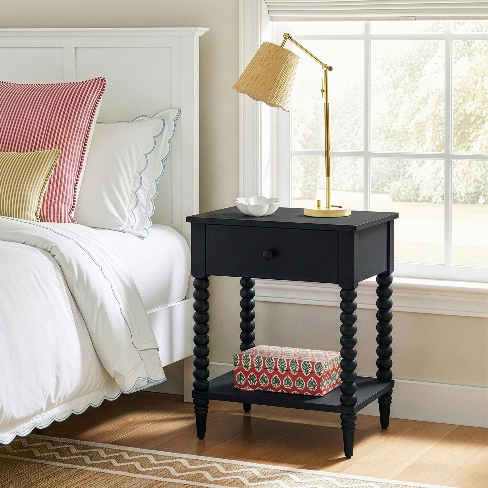 Benbrook 1-Drawer Mahogany Nightstand, Black