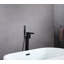 Robinet de robinet de baignoire à fixation au sol à poignée simple avec douche à main en noir mat-58622062