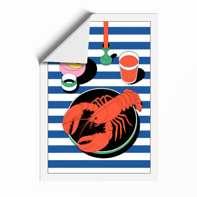 Lobster Still Life Art Deco - Framed Print