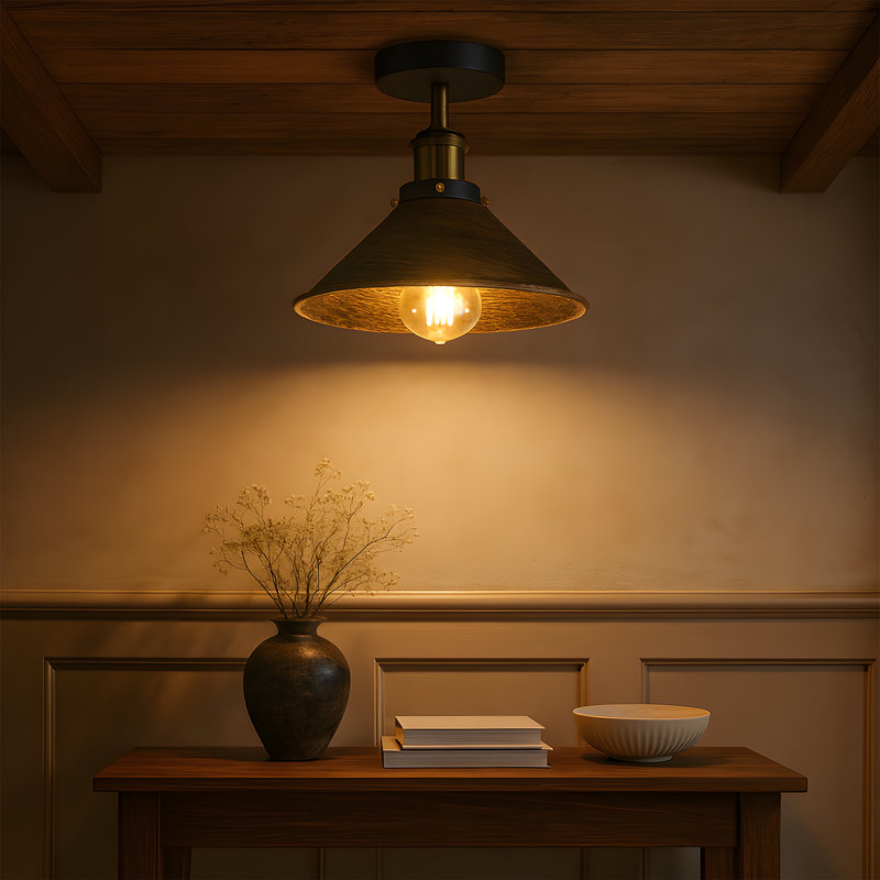 Semi Flush Mount, Brushed Copper, Black