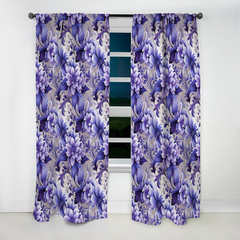 Rideau floral persan mauve lavande persan II, L 52 po x L 95 po