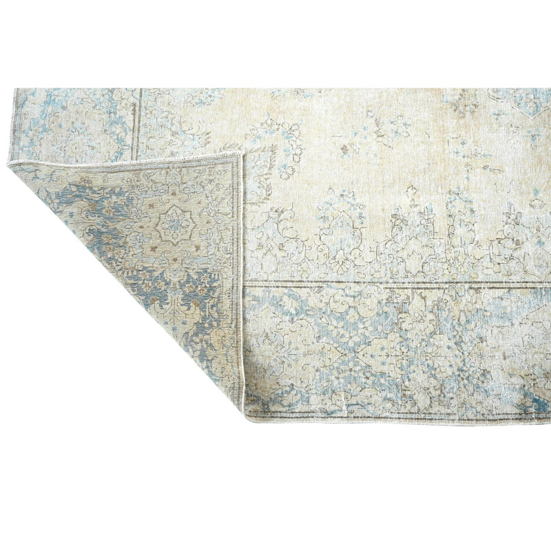 High-Quality Hand-Knotted Rose And Light Blue Area Rug