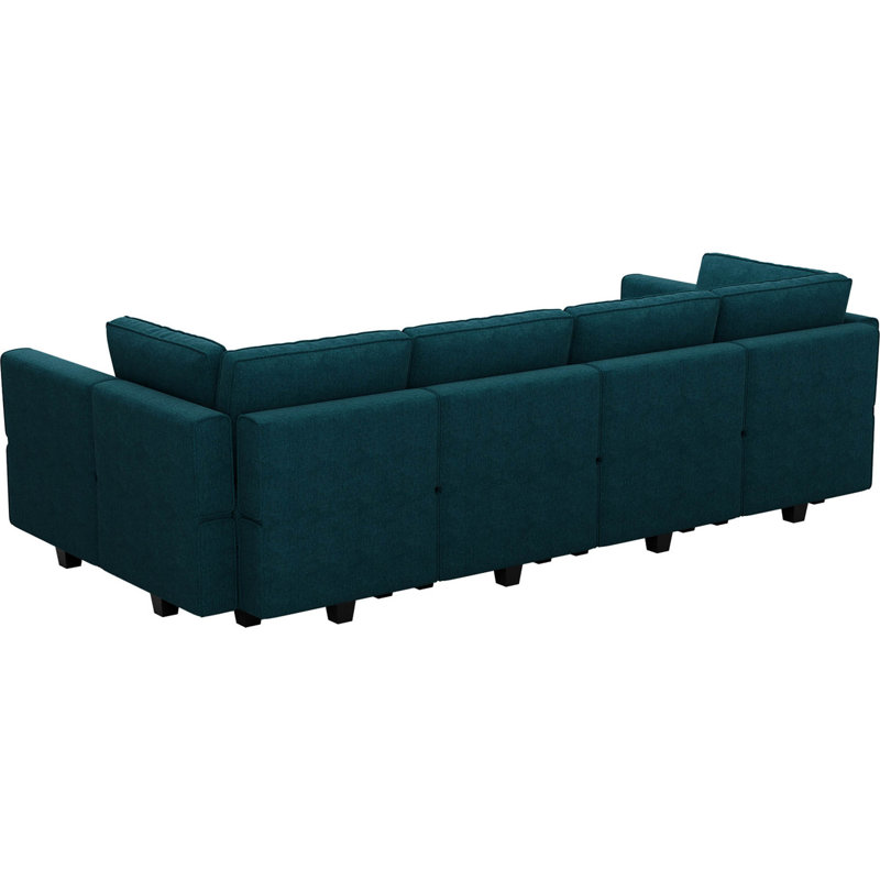 Canapé modulaire réversible de 116,6 po Kimbrel, 100 % polyester bleu paon