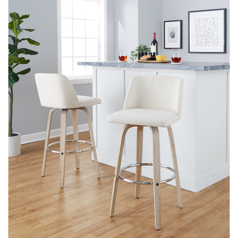 Swivel Upholstered Counter Stool, Cream Noise