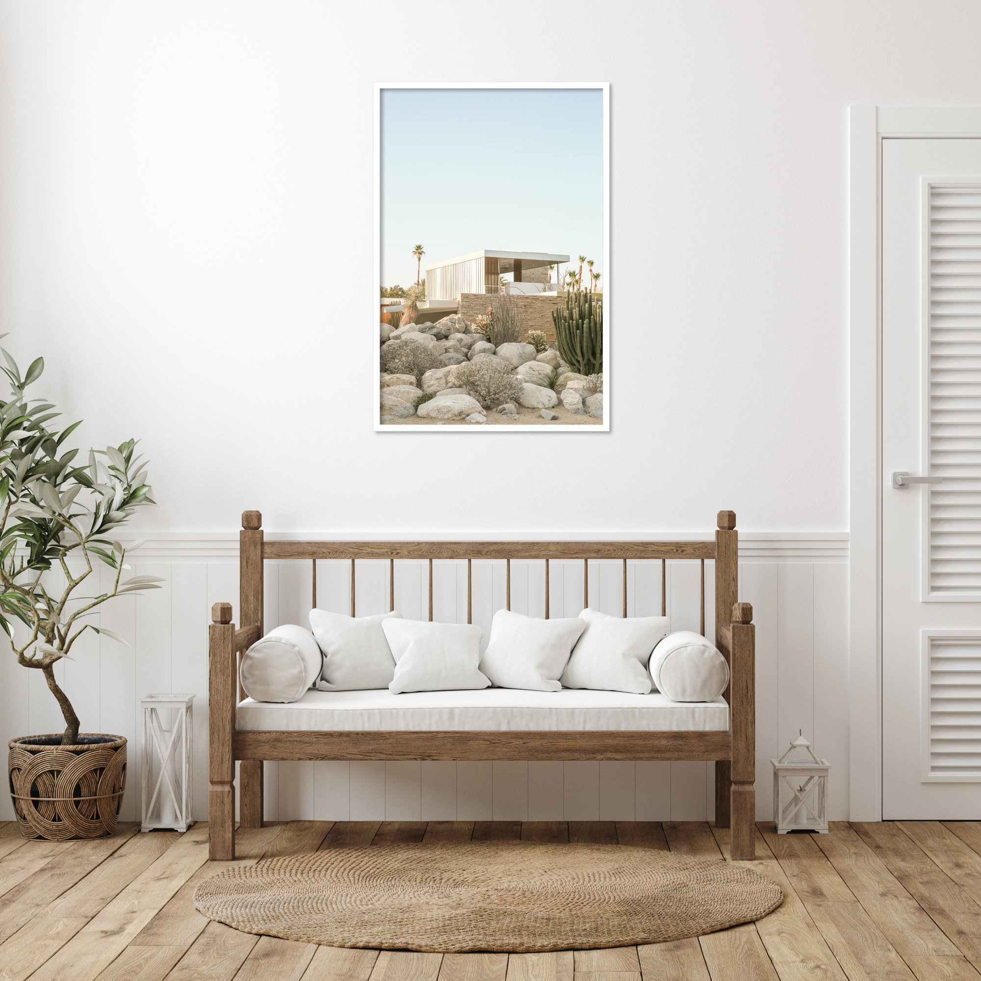 Kaufmann House 02 by Shot by Clint Wood Framed Wall Art Print, White, 41" H x 28" W