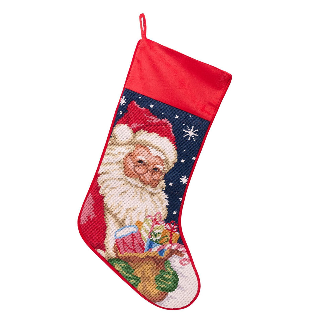 Julian Charles Red Needlepoint Santa Christmas Stocking - One Size - Image 5