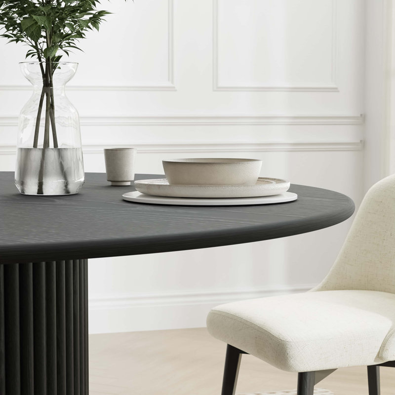 Table de salle à manger en bois massif, H 30 po x L 52 po x l 52 po, Noir, noir, noir, noir